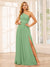 A-Line/Princess One-Shoulder Long Bridesmaid Dresses with Split Side