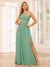 A-Line/Princess One-Shoulder Long Bridesmaid Dresses with Split Side