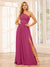 A-Line/Princess One-Shoulder Long Bridesmaid Dresses with Split Side