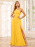 A-Line/Princess One-Shoulder Long Bridesmaid Dresses with Split Side