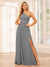 A-Line/Princess One-Shoulder Long Bridesmaid Dresses with Split Side