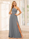 A-Line/Princess One-Shoulder Long Bridesmaid Dresses with Split Side