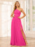 A-Line/Princess One-Shoulder Long Bridesmaid Dresses with Split Side