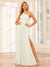 A-Line/Princess One-Shoulder Long Bridesmaid Dresses with Split Side
