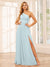 A-Line/Princess One-Shoulder Long Bridesmaid Dresses with Split Side