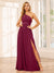 A-Line/Princess One-Shoulder Long Bridesmaid Dresses with Split Side