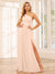 A-Line/Princess One-Shoulder Long Bridesmaid Dresses with Split Side