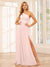 A-Line/Princess One-Shoulder Long Bridesmaid Dresses with Split Side