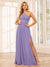 A-Line/Princess One-Shoulder Long Bridesmaid Dresses with Split Side