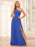 A-Line/Princess One-Shoulder Long Bridesmaid Dresses with Split Side