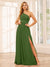 A-Line/Princess One-Shoulder Long Bridesmaid Dresses with Split Side