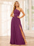 A-Line/Princess One-Shoulder Long Bridesmaid Dresses with Split Side