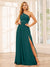 A-Line/Princess One-Shoulder Long Bridesmaid Dresses with Split Side