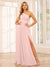 A-Line/Princess One-Shoulder Long Bridesmaid Dresses with Split Side