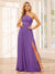 A-Line/Princess One-Shoulder Long Bridesmaid Dresses with Split Side