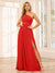 A-Line/Princess One-Shoulder Long Bridesmaid Dresses with Split Side