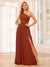 A-Line/Princess One-Shoulder Long Bridesmaid Dresses with Split Side
