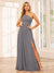 A-Line/Princess One-Shoulder Long Bridesmaid Dresses with Split Side