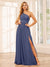 A-Line/Princess One-Shoulder Long Bridesmaid Dresses with Split Side
