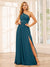 A-Line/Princess One-Shoulder Long Bridesmaid Dresses with Split Side
