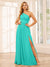 A-Line/Princess One-Shoulder Long Bridesmaid Dresses with Split Side