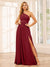 A-Line/Princess One-Shoulder Long Bridesmaid Dresses with Split Side