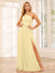 A-Line/Princess One-Shoulder Long Bridesmaid Dresses with Split Side