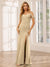 Sheath/Column Spaghetti Straps Off-the-Shoulder Long Bridesmaid Dresses with Split Side