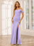 Sheath/Column Spaghetti Straps Off-the-Shoulder Long Bridesmaid Dresses with Split Side