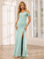 Sheath/Column Spaghetti Straps Off-the-Shoulder Long Bridesmaid Dresses with Split Side