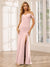 Sheath/Column Spaghetti Straps Off-the-Shoulder Long Bridesmaid Dresses with Split Side