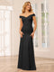 Sheath/Column Off-the-Shoulder Long Bridesmaid Dresses with Split Side