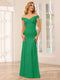Sheath/Column Off-the-Shoulder Long Bridesmaid Dresses with Split Side