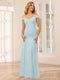 Sheath/Column Off-the-Shoulder Long Bridesmaid Dresses with Split Side