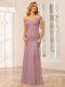 Sheath/Column Off-the-Shoulder Long Bridesmaid Dresses with Split Side