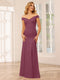 Sheath/Column Off-the-Shoulder Long Bridesmaid Dresses with Split Side