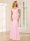 Sheath/Column Off-the-Shoulder Long Bridesmaid Dresses with Split Side