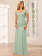 Sheath/Column Off-the-Shoulder Long Bridesmaid Dresses with Split Side