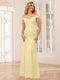 Sheath/Column Off-the-Shoulder Long Bridesmaid Dresses with Split Side