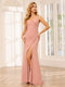 Sheath/Column V-Neck Long Bridesmaid Dresses with Split Side