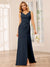 Sheath/Column V-Neck Long Bridesmaid Dresses with Split Side