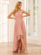 A-Line/Princess Halter Asymmetrical Bridesmaid Dresses with Sash