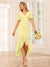 Sheath/Column V-Neck Asymmetrical Bridesmaid Dresses with Ruffles