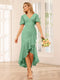 Sheath/Column V-Neck Asymmetrical Bridesmaid Dresses with Ruffles