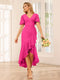 Sheath/Column V-Neck Asymmetrical Bridesmaid Dresses with Ruffles