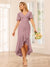 Sheath/Column V-Neck Asymmetrical Bridesmaid Dresses with Ruffles