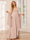 A-Line/Princess V-Neck Asymmetrical Bridesmaid Dresses with Ruffles