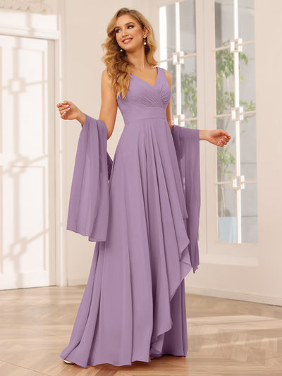 A-Line/Princess V-Neck Asymmetrical Bridesmaid Dresses with Ruffles