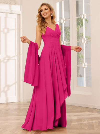 A-Line/Princess V-Neck Asymmetrical Bridesmaid Dresses with Ruffles