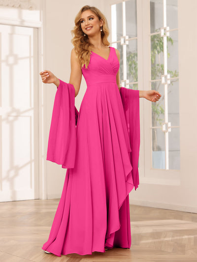 A-Line/Princess V-Neck Asymmetrical Bridesmaid Dresses with Ruffles